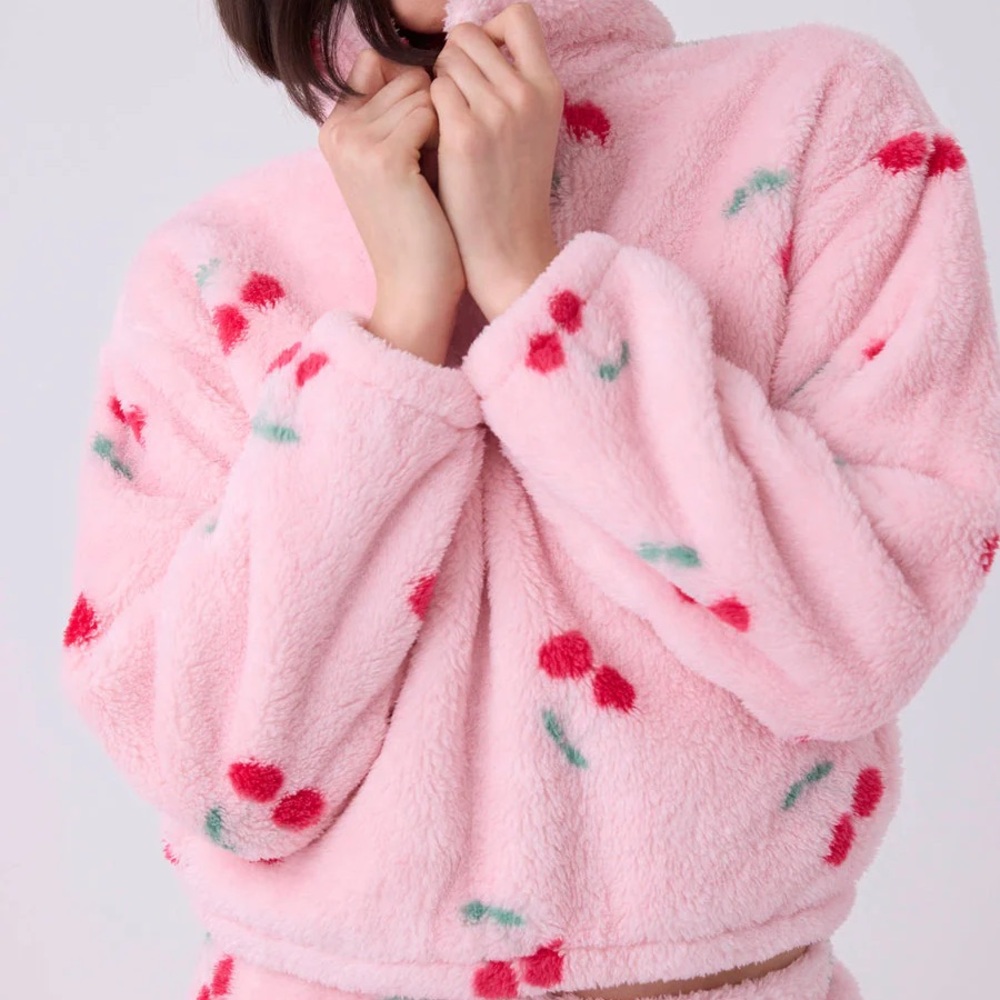 PJ Salvage Life is Sweet Cozy Cherry Fleece Pullover